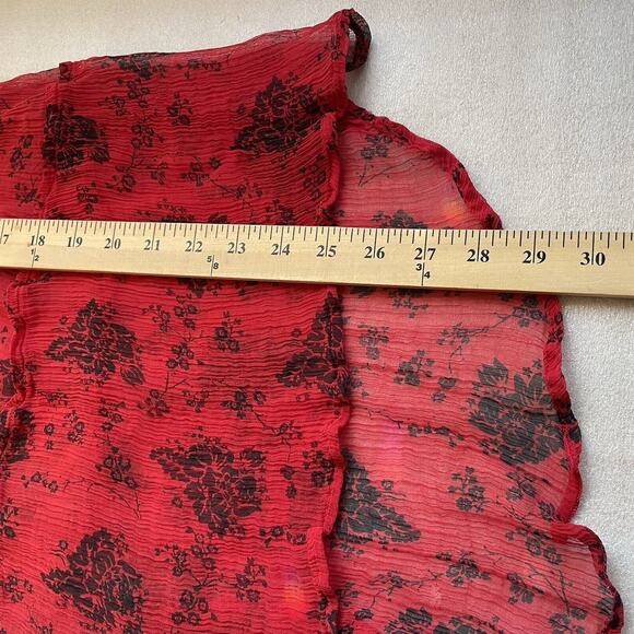 Sundance Shirt‎ Women Small Red Black Elodie Floral Popover Crinkle Whimsigoth - Picture 12 of 12